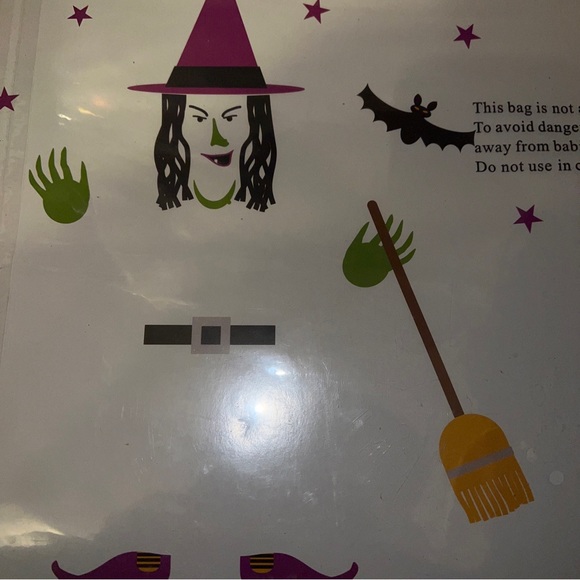 Happy Halloween Refrigerator Magnets Witch Hat Broom Hands Bat Shoes Belt Stars - Picture 8 of 10